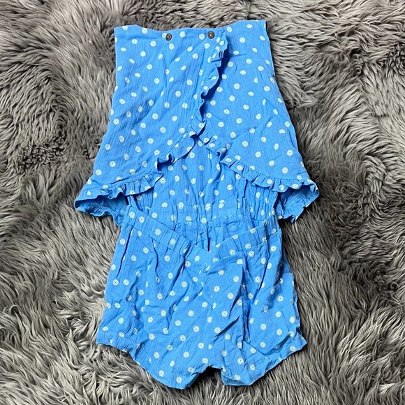 Toughskins Girl's Ruffle Romper | Blue | Size M(5/6) - Picture 2 of 2